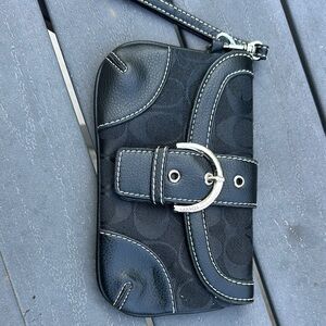 Coach Black Wristlet with Silver Buckle